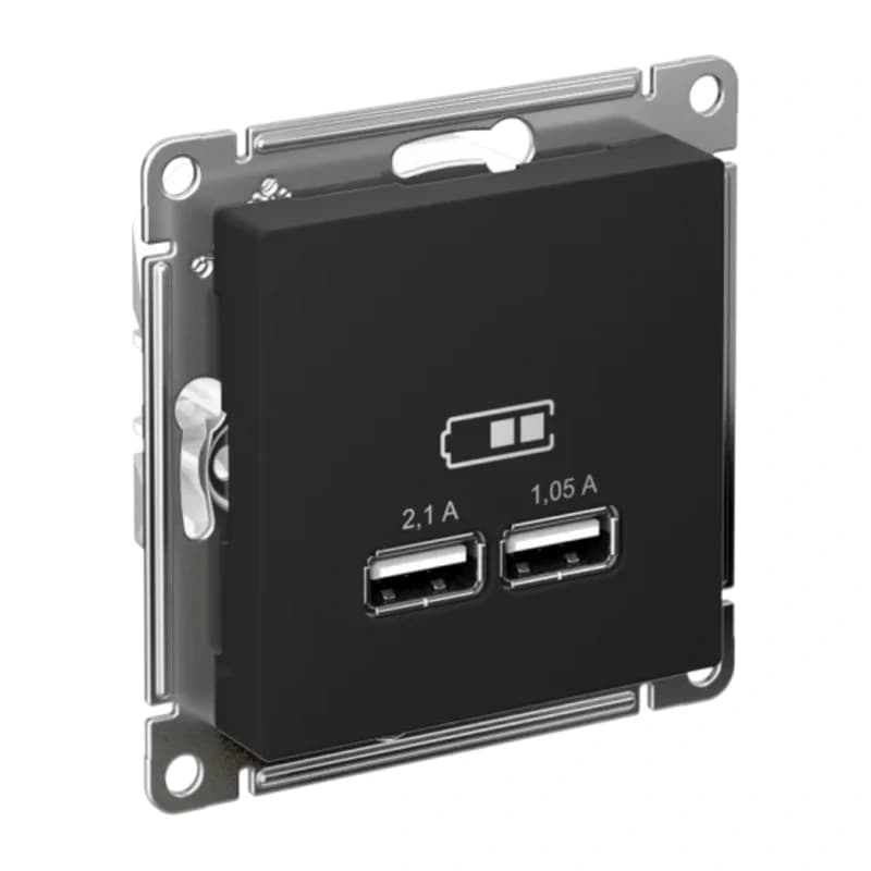 Розетка USB двойная для зарядки Atlasdesign 2,1А, карбон