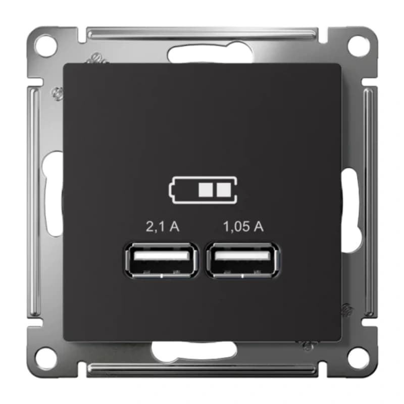 Розетка USB двойная для зарядки Atlasdesign 2,1А, карбон