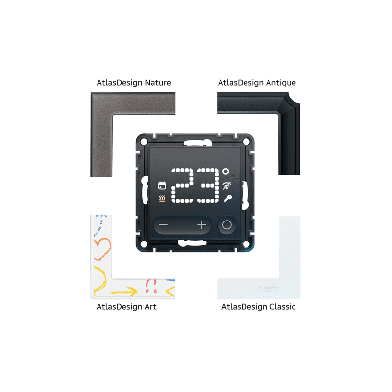 Термостат программируемый для электрического теплого пола Atlasdesign SMART Zigbee, 16А, черный