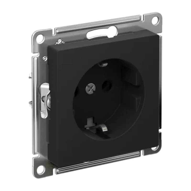 Розетка с заземлением Atlasdesign 16А, быстрозажим. клем., карбон