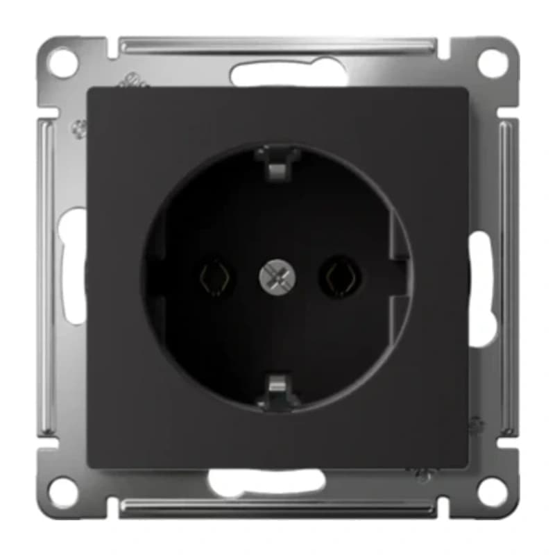 Розетка с заземлением Atlasdesign 16А, быстрозажим. клем., карбон