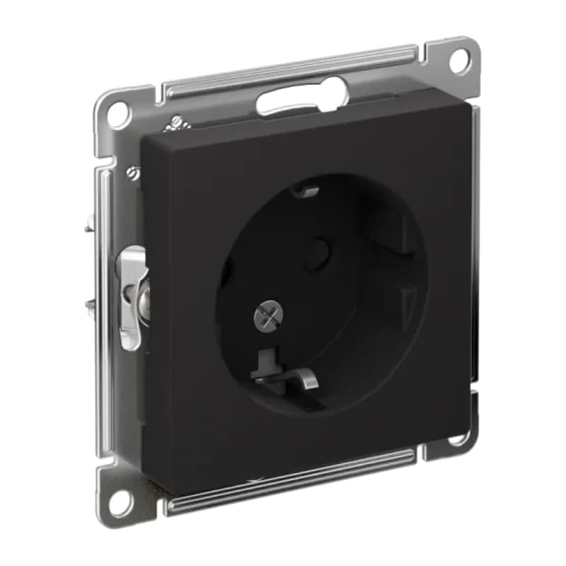 Smart розетка с заземлением со шторками Atlasdesign Smart Zigbee 3.0, L+N, 16А, карбон