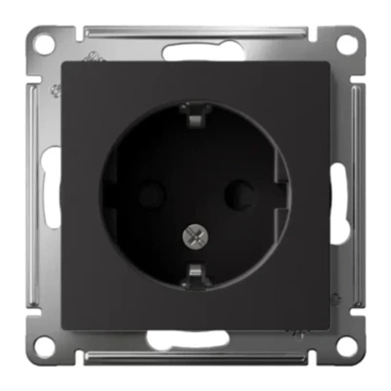 Smart розетка с заземлением со шторками Atlasdesign Smart Zigbee 3.0, L+N, 16А, карбон