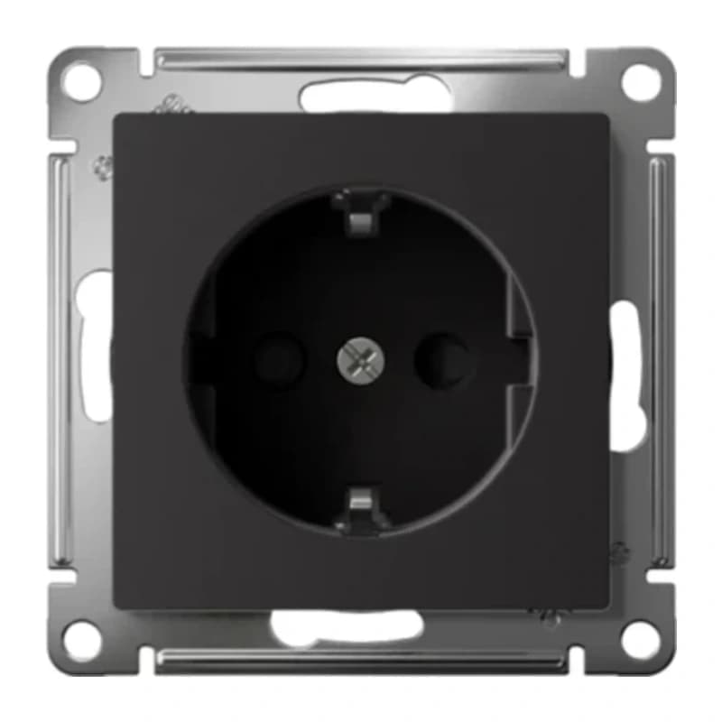Розетка с заземлением со шторками Atlasdesign 16А, быстрозажим. клем., карбон
