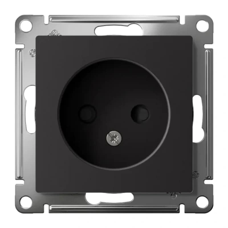 Розетка без заземления со шторками Atlasdesign 16А, карбон