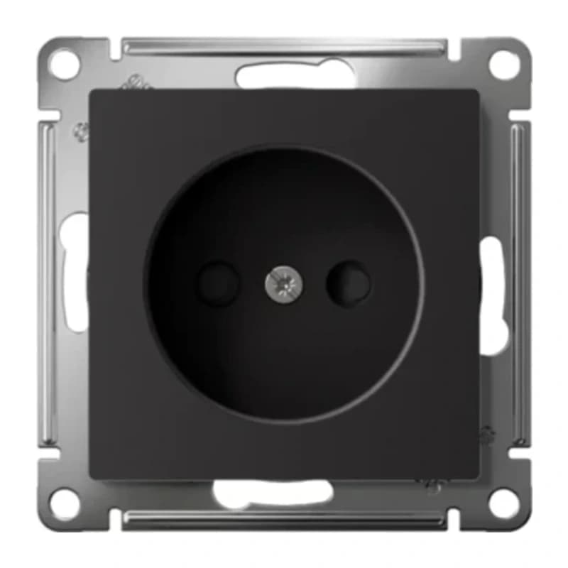 Розетка без заземления со шторками Atlasdesign 16А, быстрозажим. клем., карбон