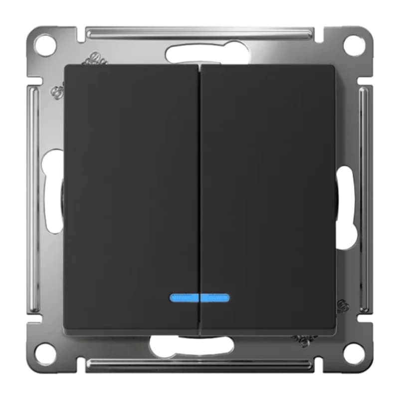 Smart выключатель двухклавишный с подсветкой, Schneider Atlasdesign Smart Zigbee 3.0, L+N, 10А, карбон