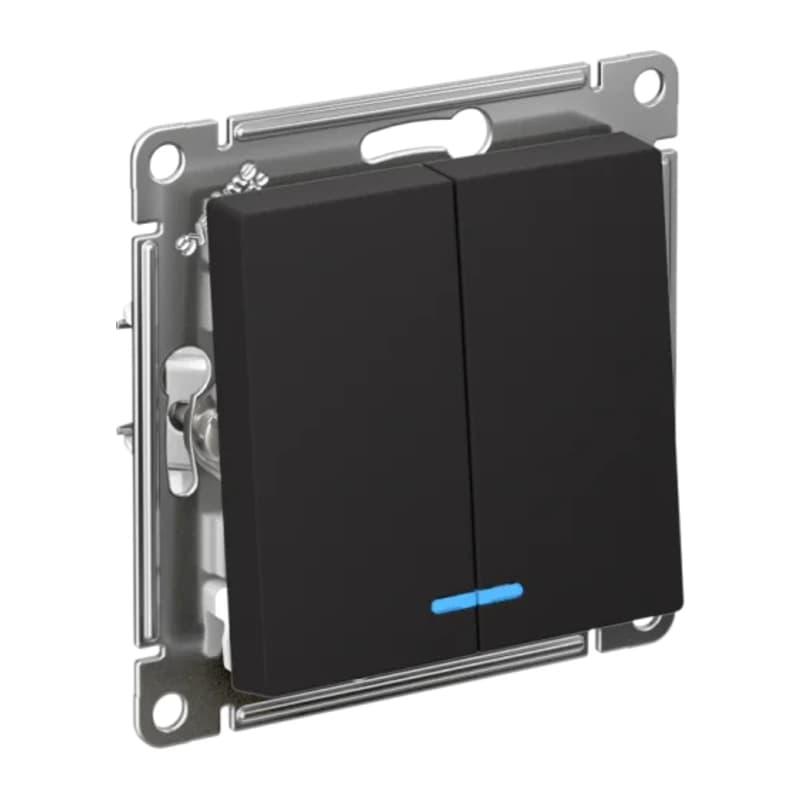 Smart выключатель двухклавишный с подсветкой, Schneider Atlasdesign Smart Zigbee 3.0, L+N, 10А, карбон