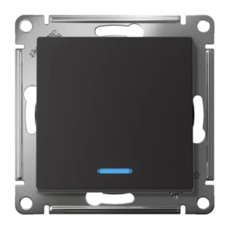 Выключатель одноклавишный проходной с подсветкой Schneider Atlasdesign 10А, карбон