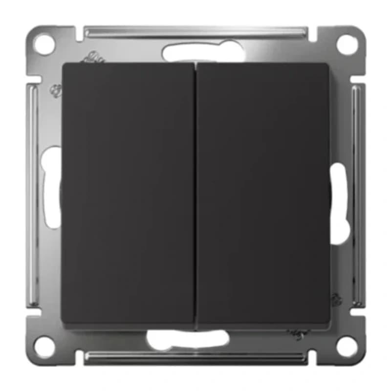 Выключатель 2-клавишный перекрестный (из 3-х мест) Schneider Atlasdesign, 10АХ, карбон