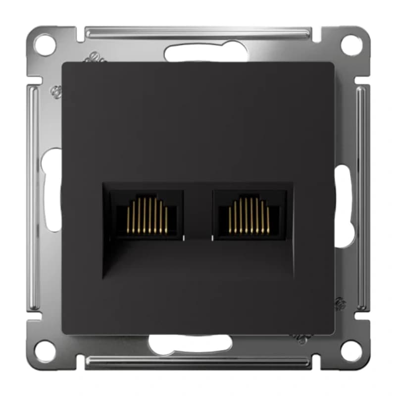 Розетка компьютерная двойная Atlasdesign RJ45 6A кат., карбон