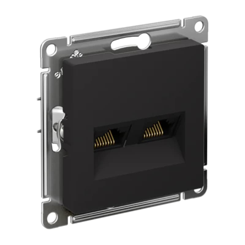 Розетка компьютерная двойная Atlasdesign RJ45 6A кат., карбон