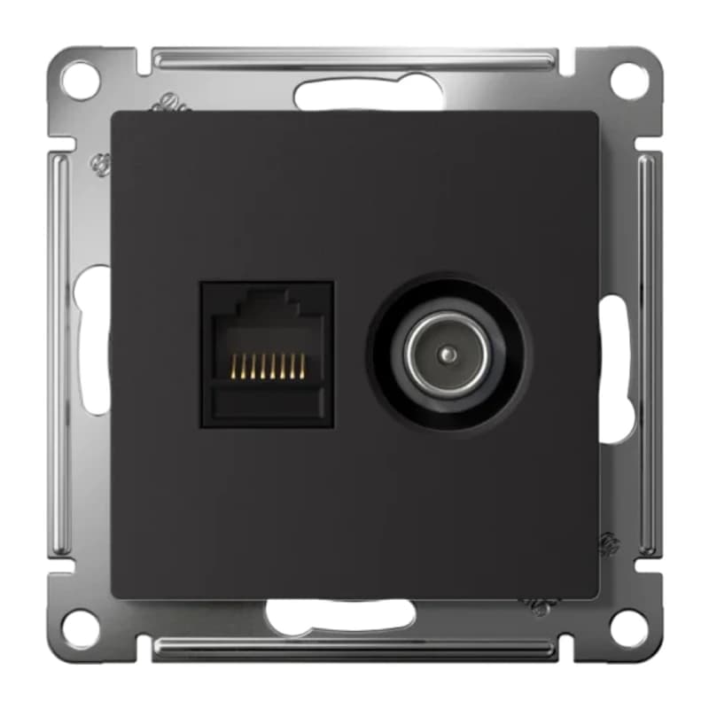 Розетка TV и интернет розетка Schneider Atlasdesign RJ 45, 5 кат., карбон