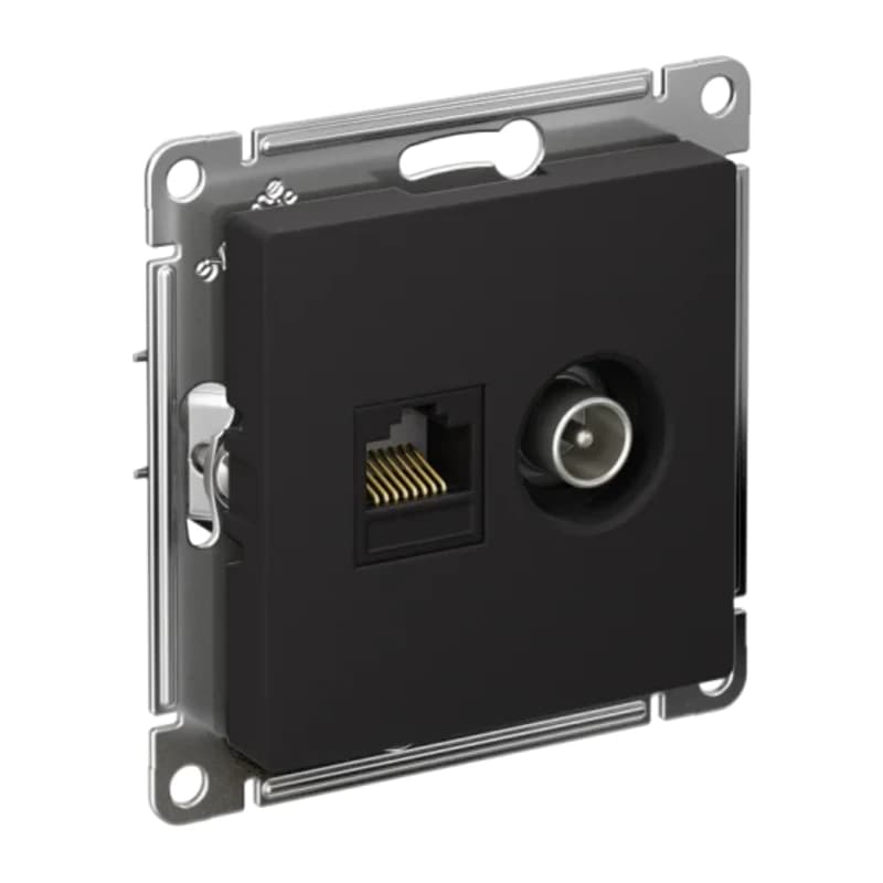 Розетка TV и интернет розетка Schneider Atlasdesign RJ 45, 5 кат., карбон
