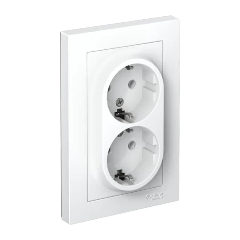 Розетка двойная с заземлением в сборе Atlasdesign 16А, лотос