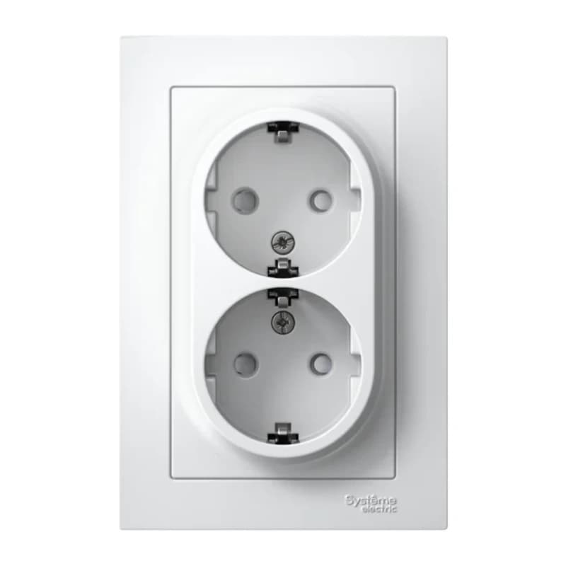 Розетка двойная с заземлением со шторками в сборе Atlasdesign 16А, лотос