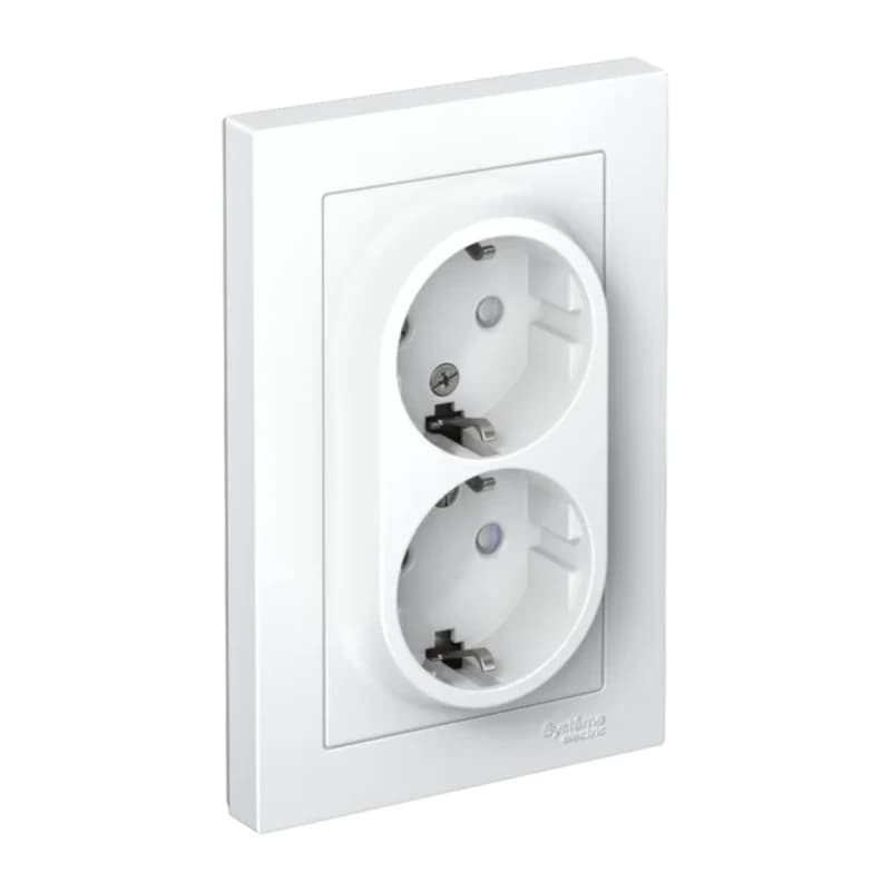 Розетка двойная с заземлением со шторками в сборе Atlasdesign 16А, лотос