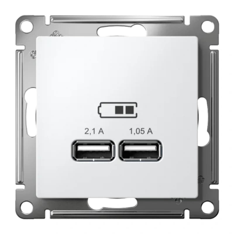 Розетка USB двойная для зарядки Atlasdesign 2,1А, лотос