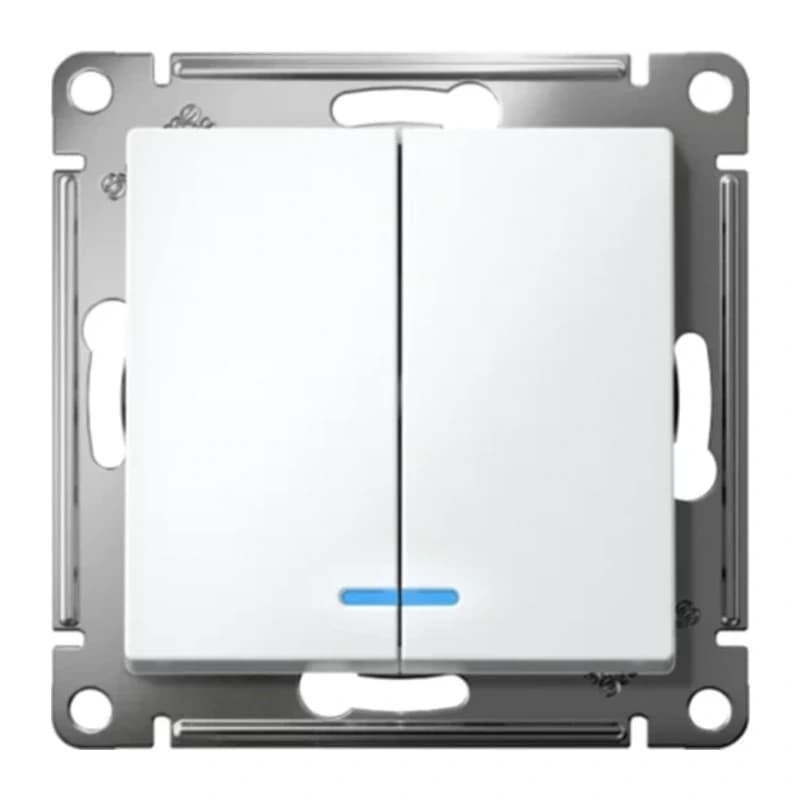 Выключатель двухклавишный с подсветкой Schneider Atlasdesign 10А, лотос