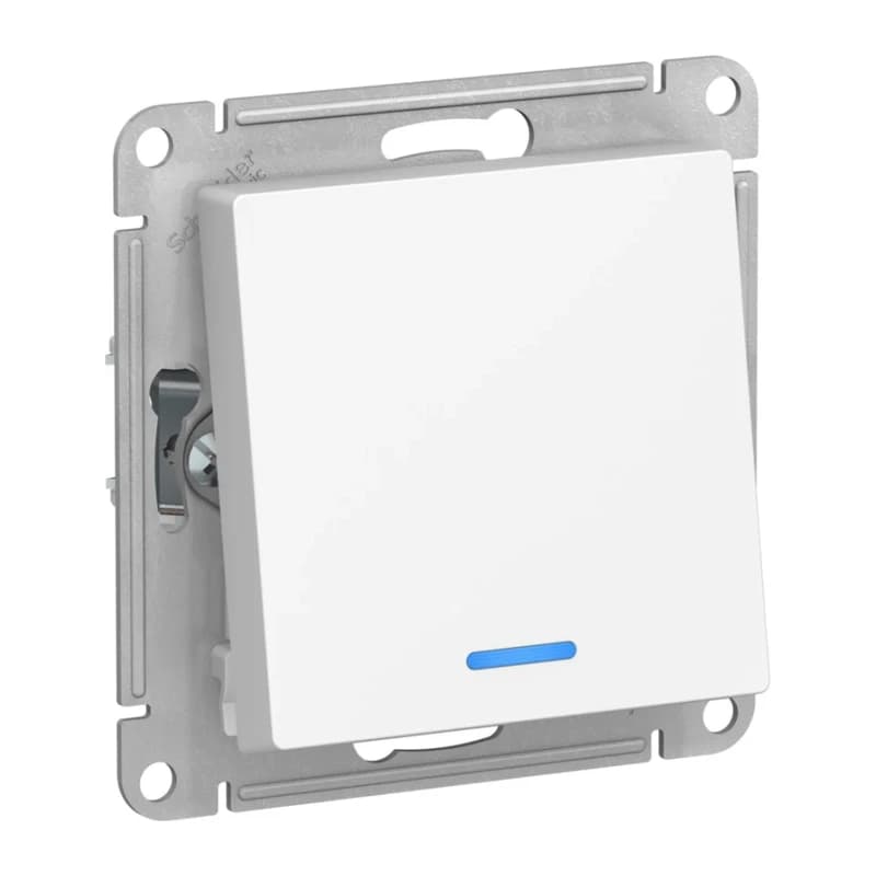 Выключатель одноклавишный проходной с подсветкой Schneider Atlasdesign 10А, лотос