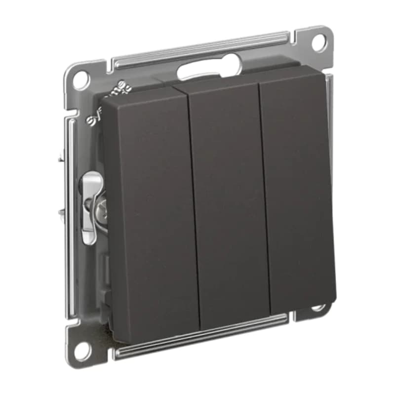 Выключатель трехклавишный Schneider Atlasdesign 10А, базальт