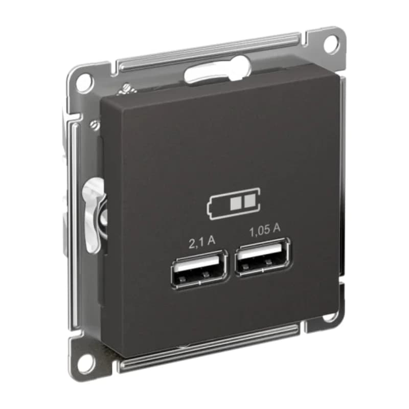 Розетка USB двойная для зарядки Atlasdesign 2,1А, базальт