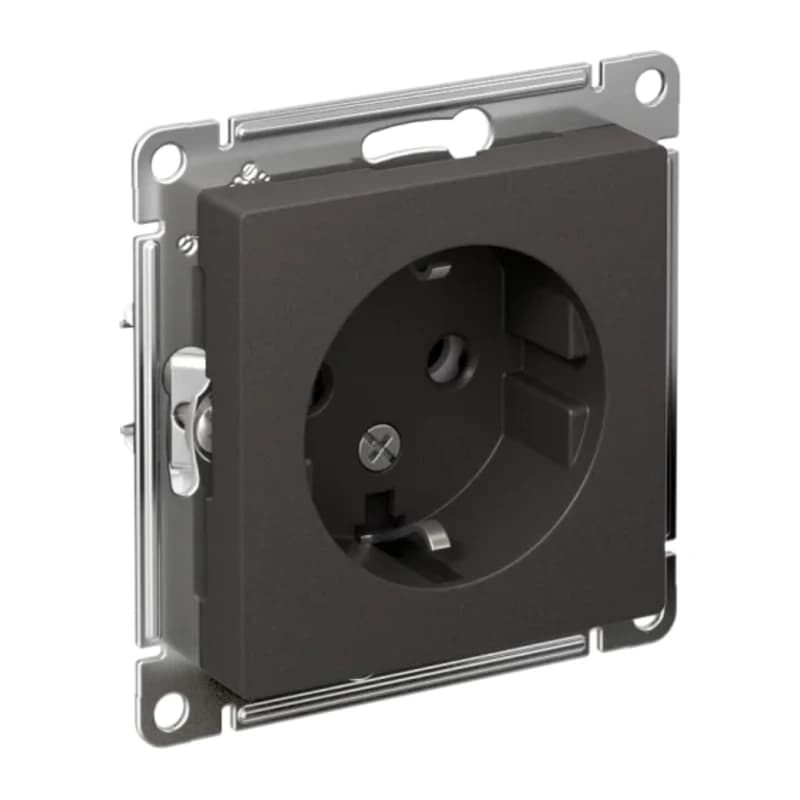 Розетка с заземлением Atlasdesign 16А, базальт