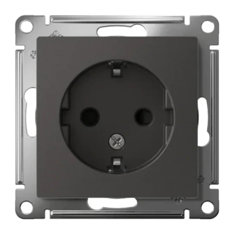 Розетка с заземлением со шторками Atlasdesign 16А, базальт