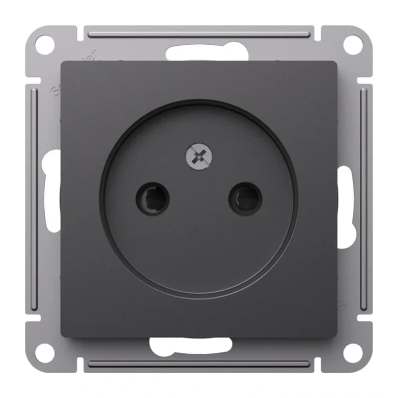 Розетка без заземления со шторками Atlasdesign 16А, базальт