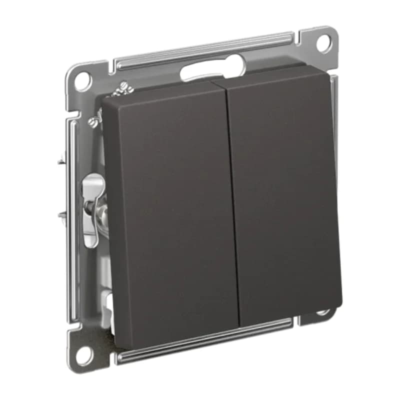 Выключатель двухклавишный Schneider Atlasdesign 10А, базальт