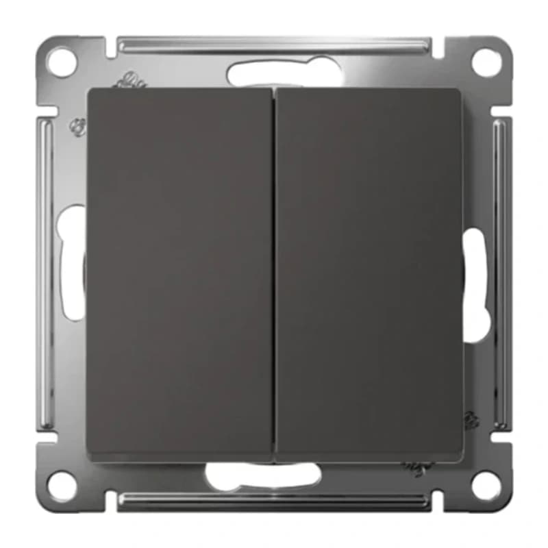 Выключатель 2-клавишный перекрестный (из 3-х мест) Schneider Atlasdesign, 10АХ, базальт