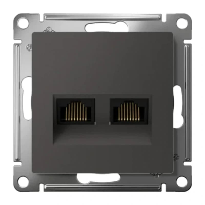 Розетка компьютерная двойная Atlasdesign RJ45 5 кат., базальт