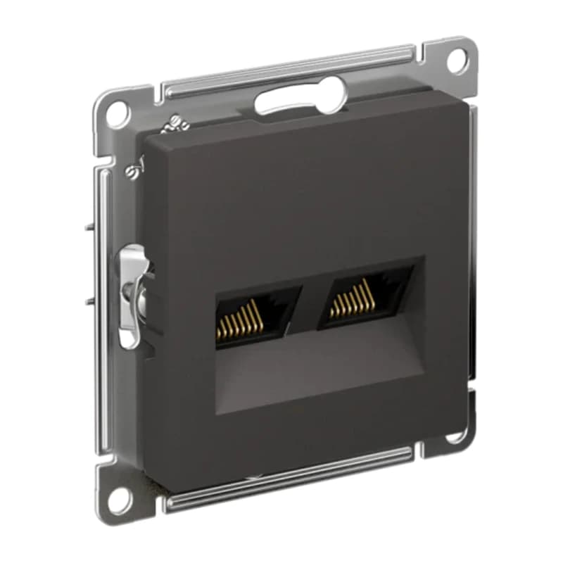 Розетка компьютерная двойная Atlasdesign RJ45 5 кат., базальт