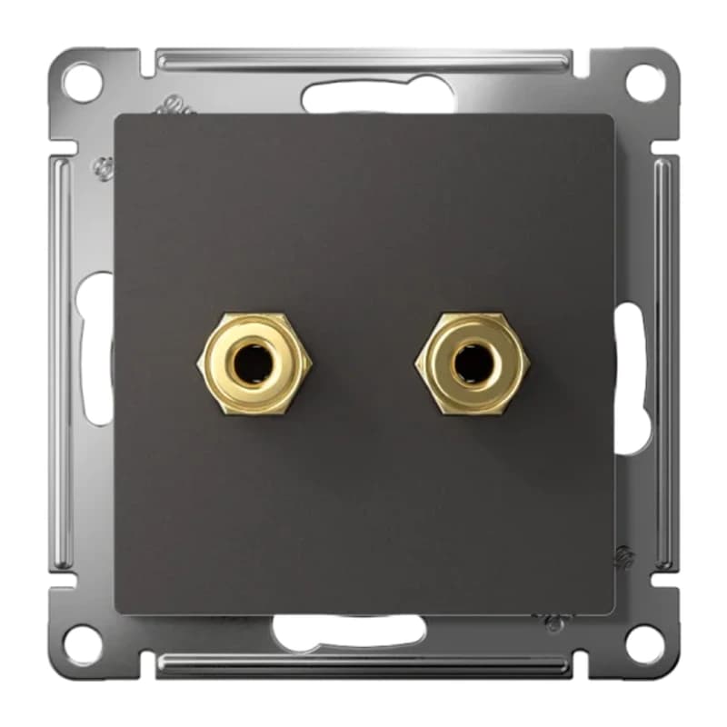 Розетка акустическая двойная Schneider Atlasdesign, базальт