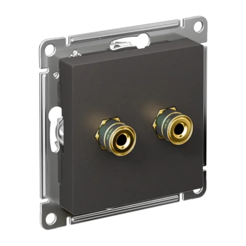 Розетка акустическая двойная Schneider Atlasdesign, базальт