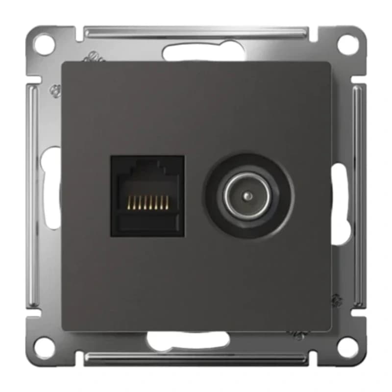 Розетка TV и интернет розетка Schneider Atlasdesign RJ 45, 5 кат., базальт