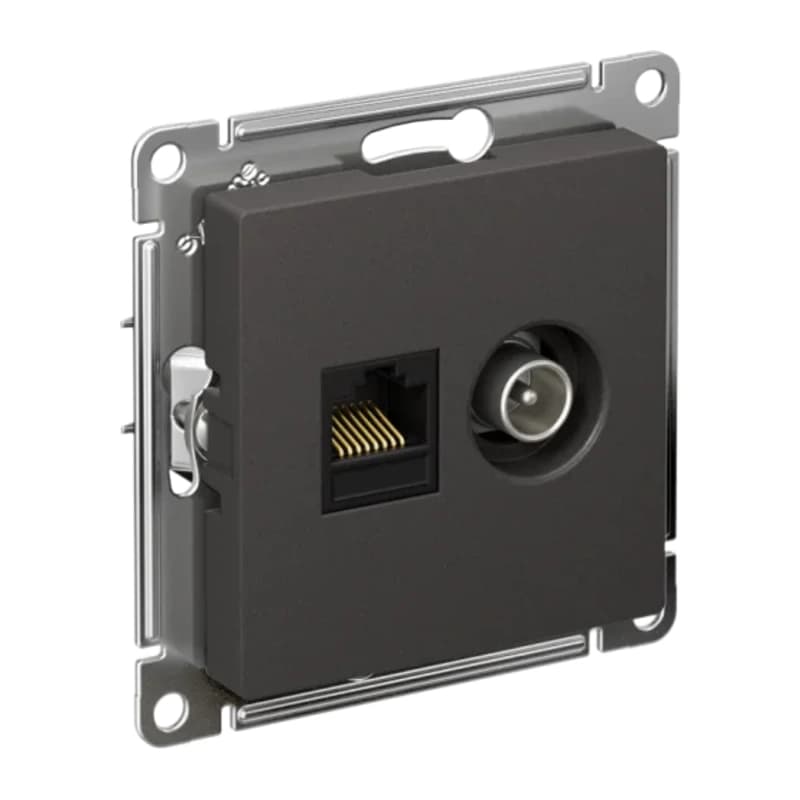 Розетка TV и интернет розетка Schneider Atlasdesign RJ 45, 5 кат., базальт