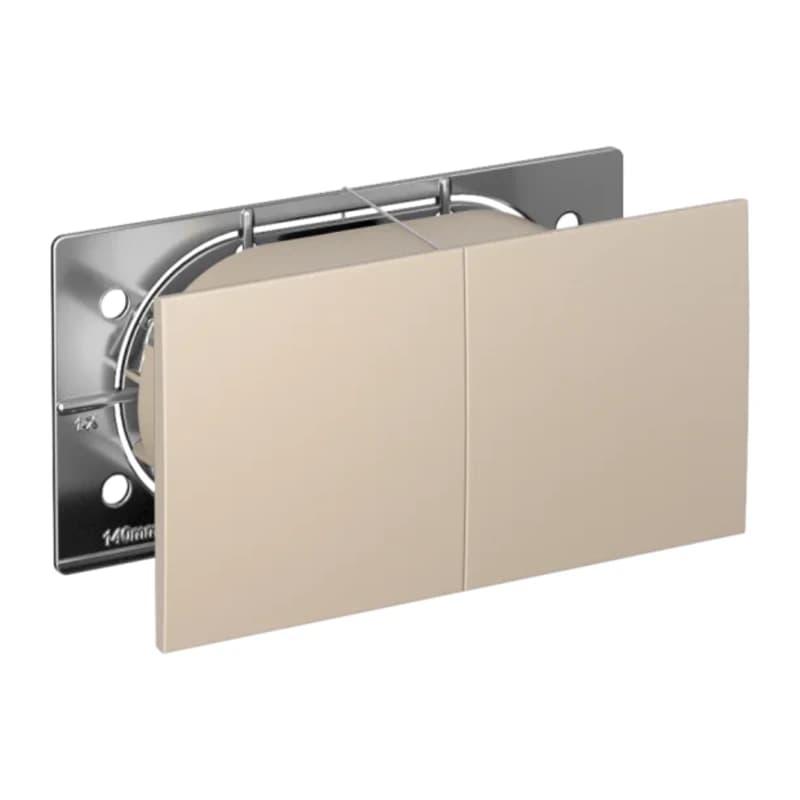 Розетка двойная с заземлением со шторками с развижной крышкой в сборе Schneider Atlasdesign, песочный