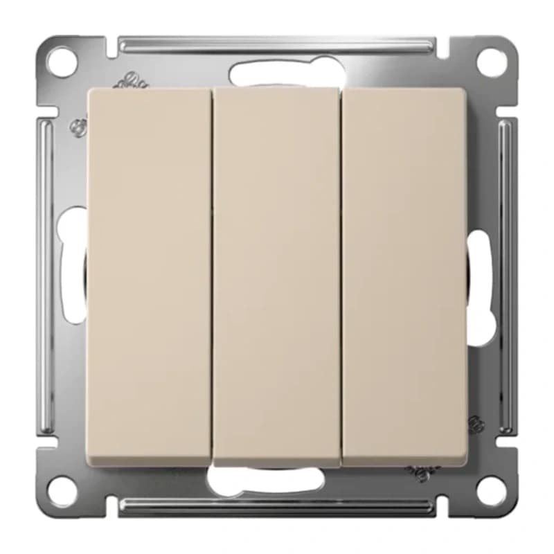 Выключатель трехклавишный Schneider Atlasdesign 10А, песочный