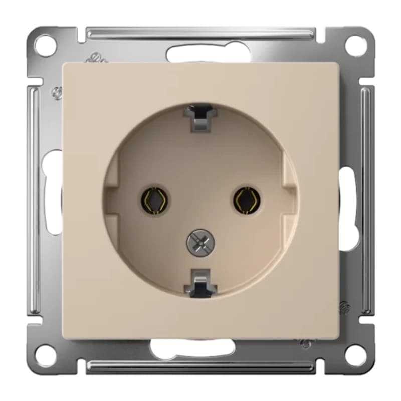 Розетка с заземлением Atlasdesign 16А, песочный