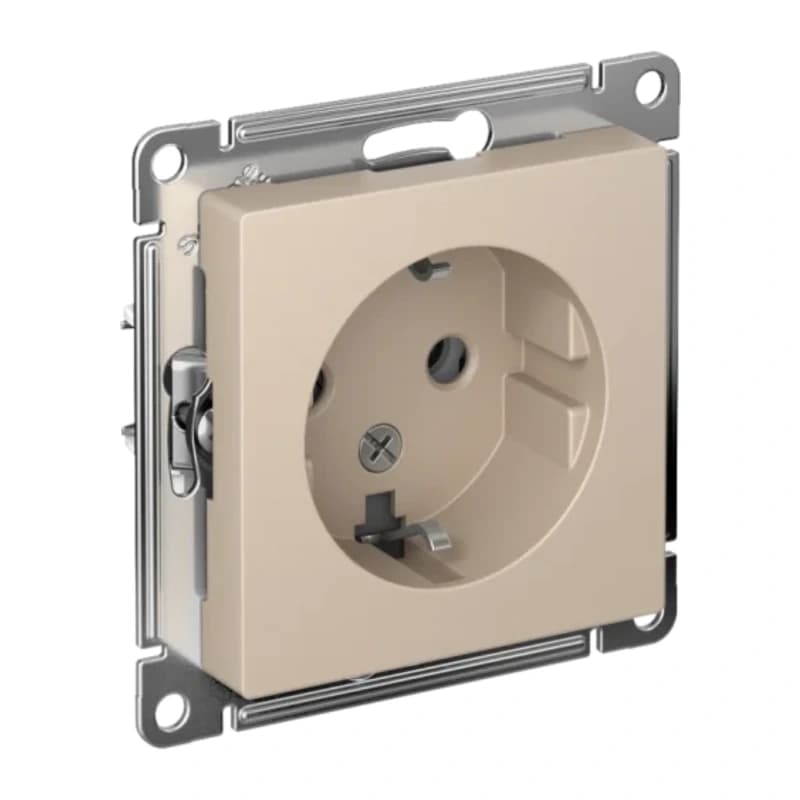 Розетка с заземлением Atlasdesign 16А, песочный