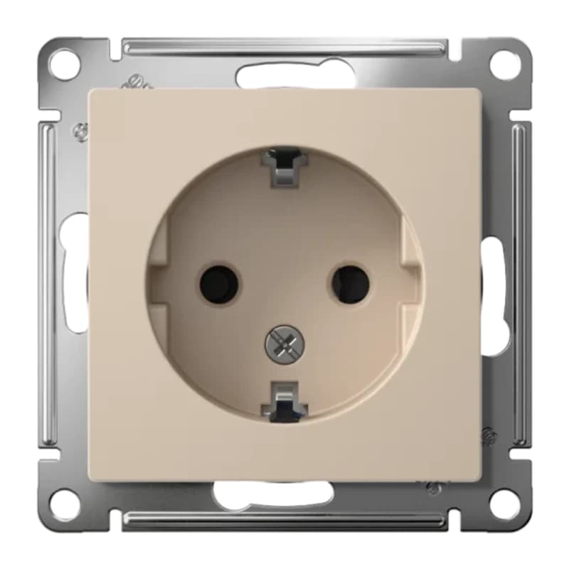 Розетка с заземлением со шторками Atlasdesign 16А, песочный