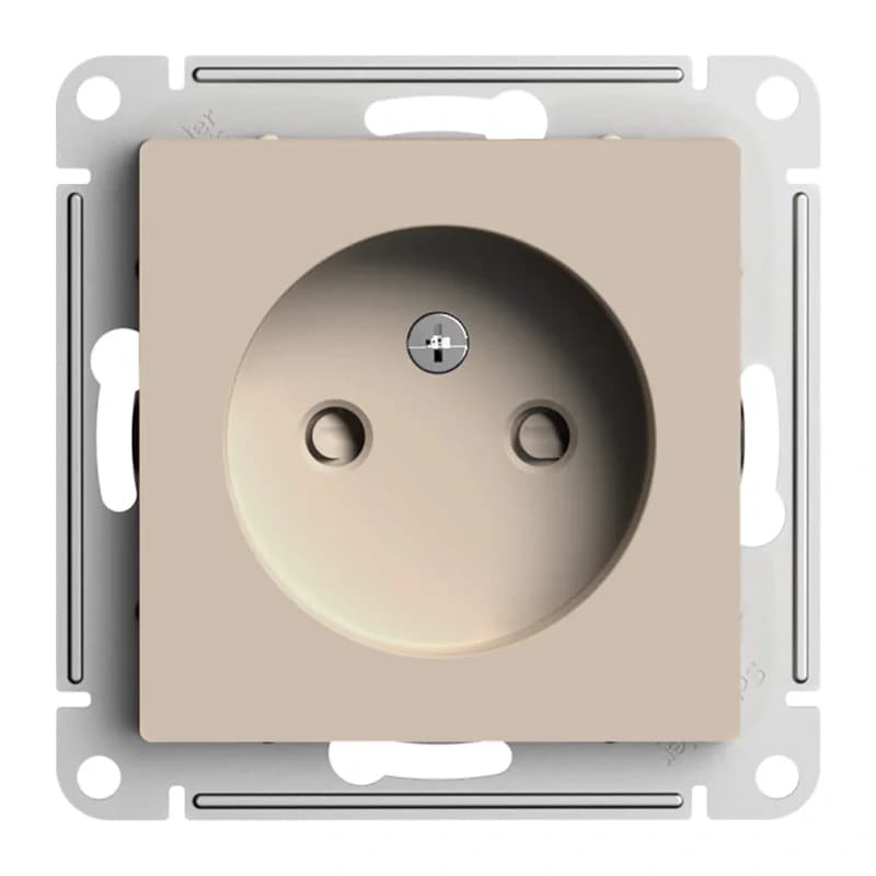 Розетка без заземления со шторками Atlasdesign 16А, песочный