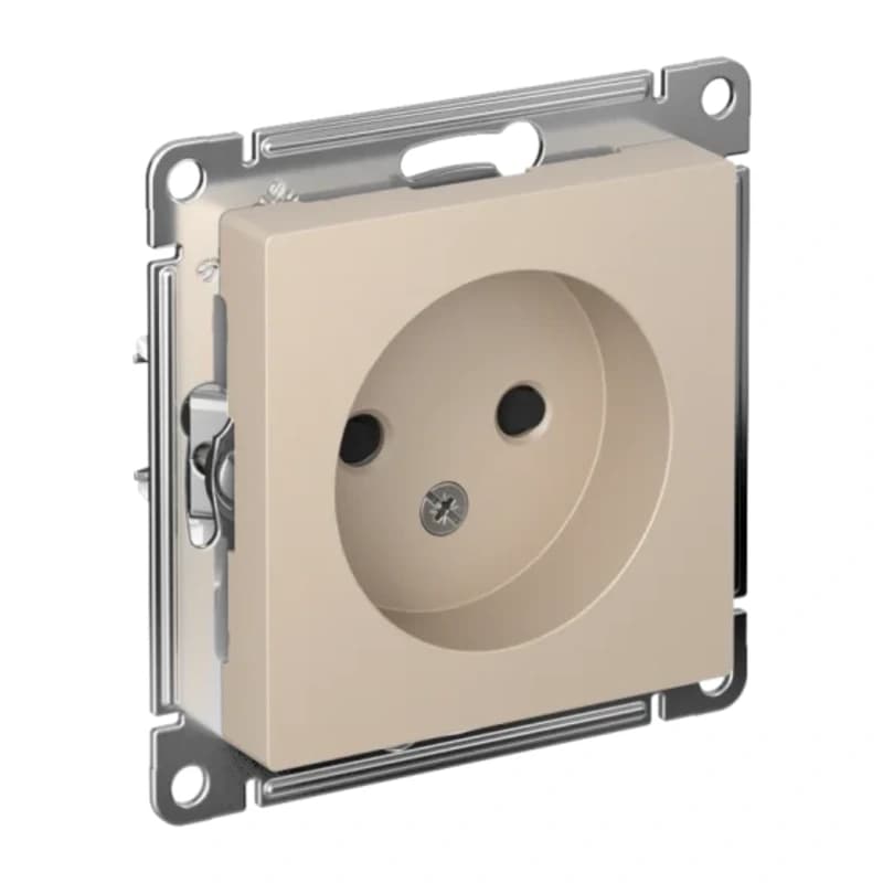 Розетка без заземления со шторками Atlasdesign 16А, песочный