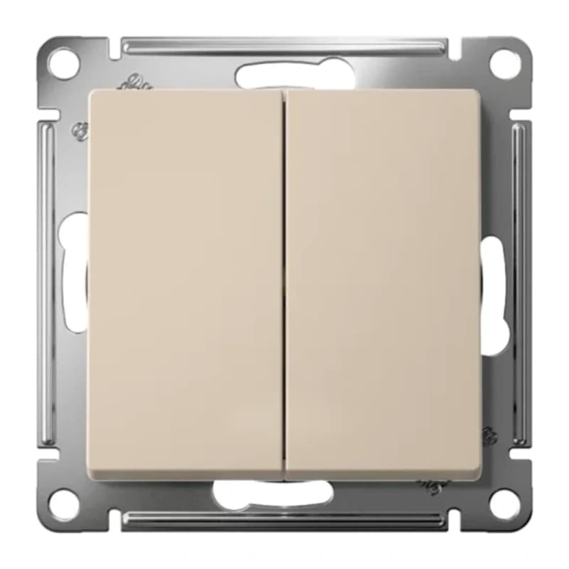 Выключатель двухклавишный Schneider Atlasdesign 10А, песочный
