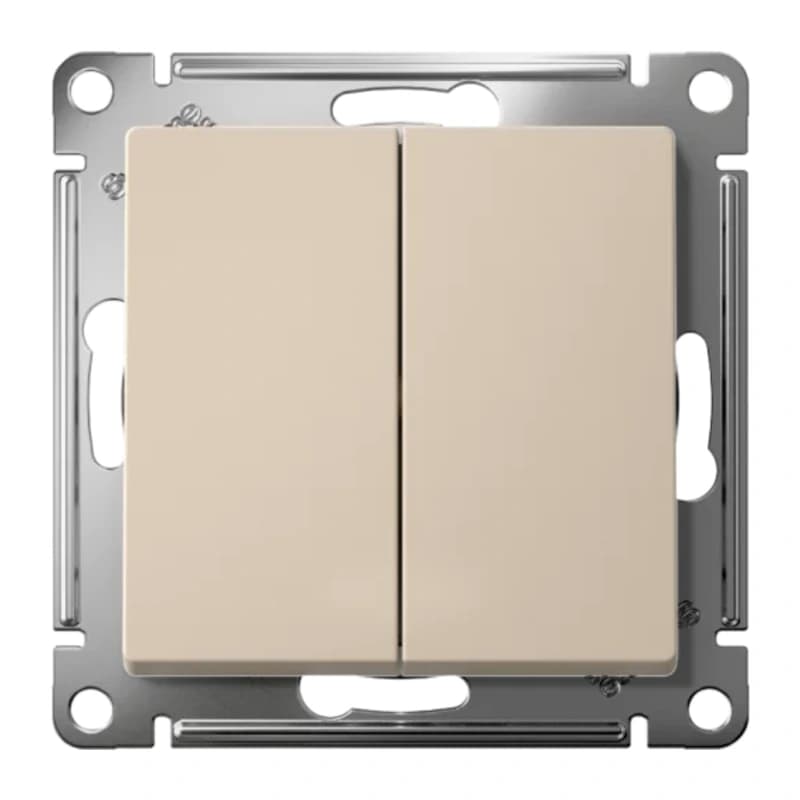 Выключатель 2-клавишный перекрестный (из 3-х мест) Schneider Atlasdesign, 10АХ, песочный