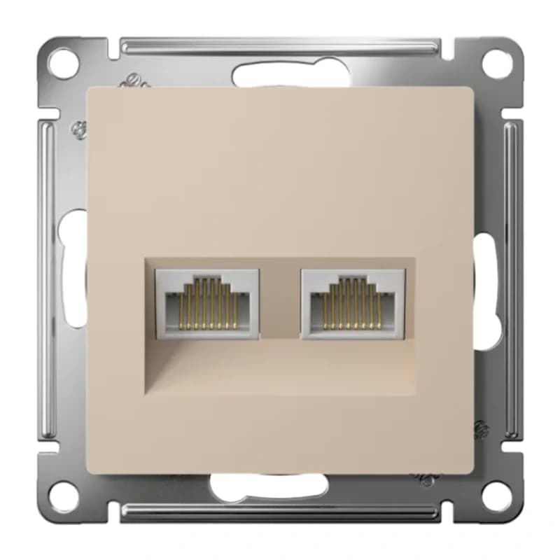 Розетка компьютерная двойная Atlasdesign RJ45 5 кат., песочный