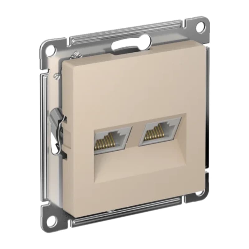Розетка компьютерная двойная Atlasdesign RJ45 5 кат., песочный