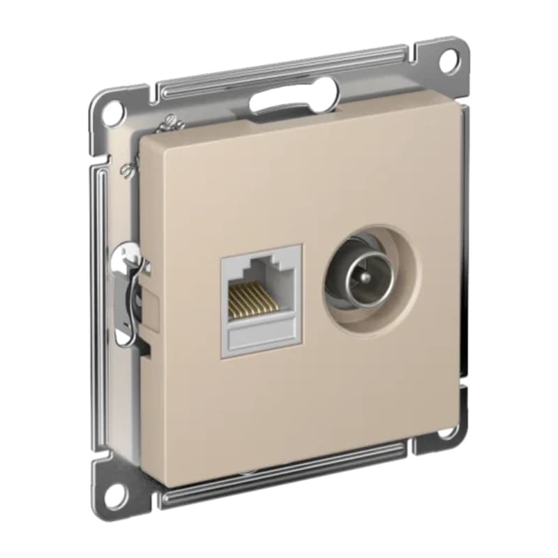 Розетка TV и интернет розетка Schneider Atlasdesign RJ 45, 5 кат., песочный