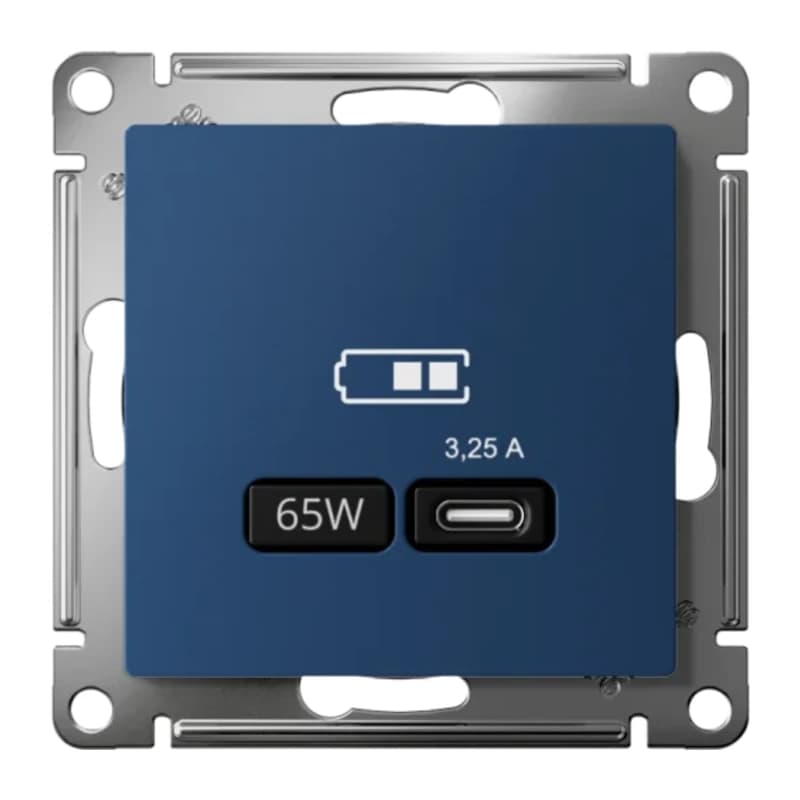 Розетка USB для зарядки Atlasdesign тип-C 65W высокоскор.заряд. QC, PD, аквамарин